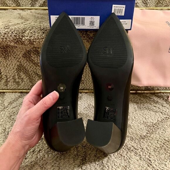 NWB Stuart Weitzman Linsi 75 Block Heel Classic Black Leather Pumps Black… - Picture 7 of 8